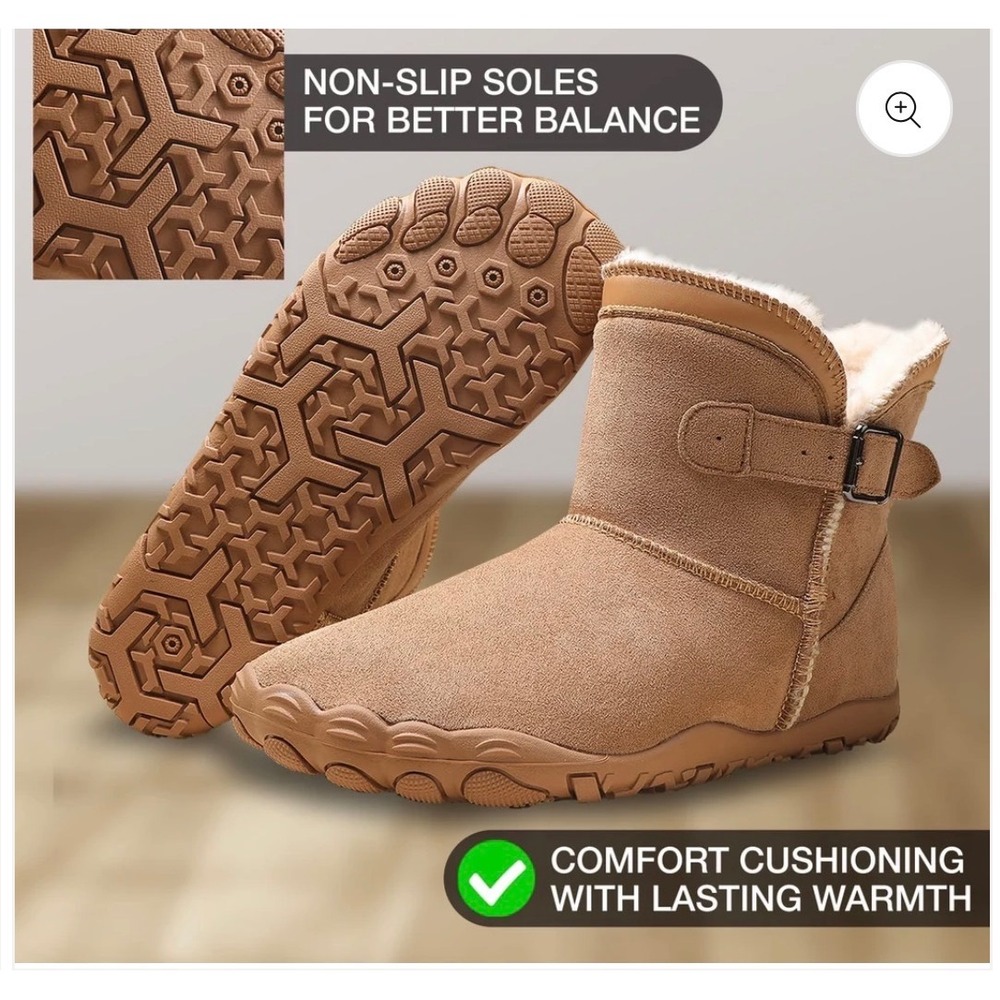 Voya Barefoot Winter Boots EU 39 Tan Shearling Gorpcore Cozy Minimalist NWT Warm - Picture 2 of 9